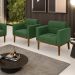 Kit 2 Poltronas Decorativas Karen Pés Fixo em Madeira Castanho Suede Verde G19 - Gran Belo
