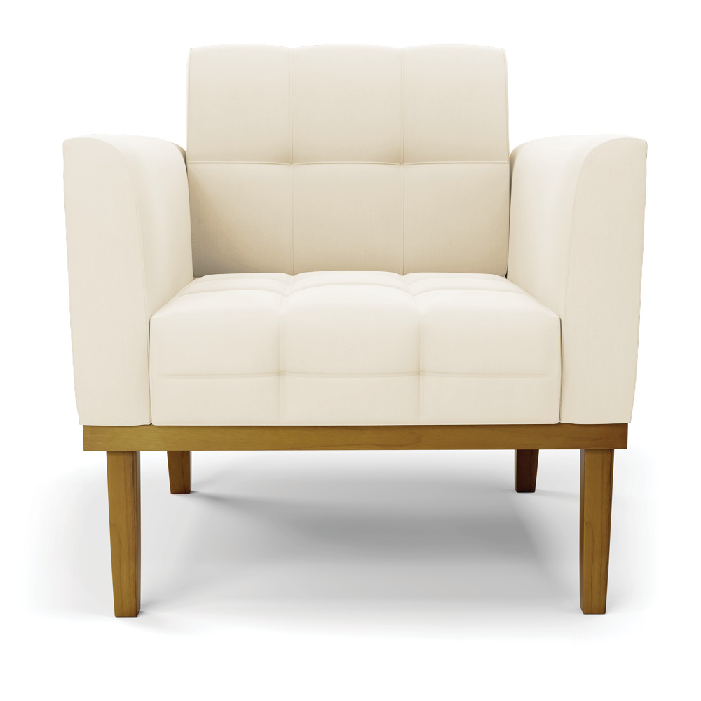 Kit 2 Poltronas Decorativas Karen Pés Fixo em Madeira Castanho Veludo Bege G19 - Gran Belo