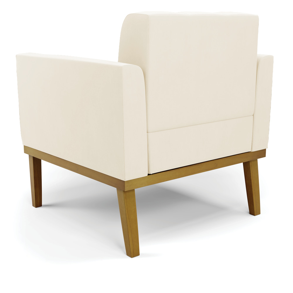 Kit 2 Poltronas Decorativas Karen Pés Fixo em Madeira Castanho Veludo Bege G19 - Gran Belo