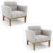 Kit 2 Poltronas Decorativas Karen Pés Fixo em Madeira Castanho Veludo Cinza G19 - Gran Belo