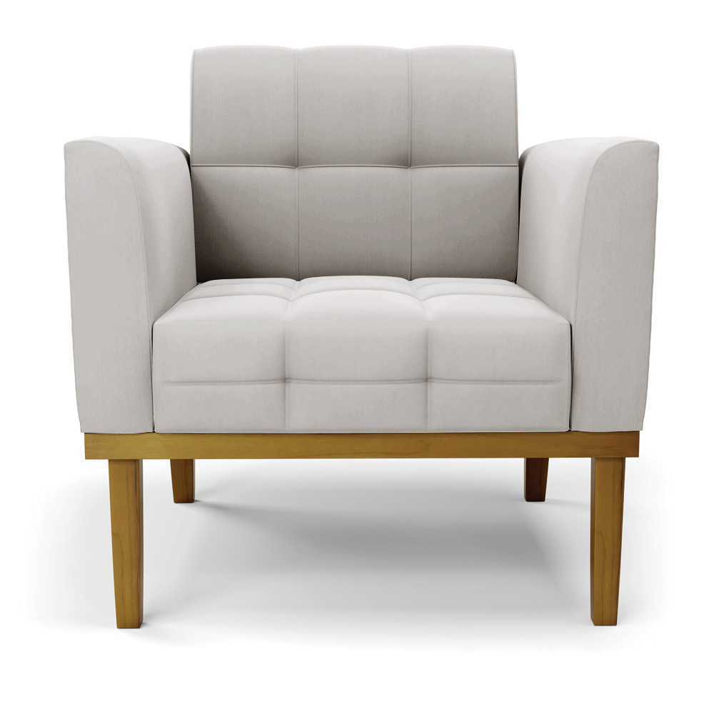 Kit 2 Poltronas Decorativas Karen Pés Fixo em Madeira Castanho Veludo Cinza G19 - Gran Belo