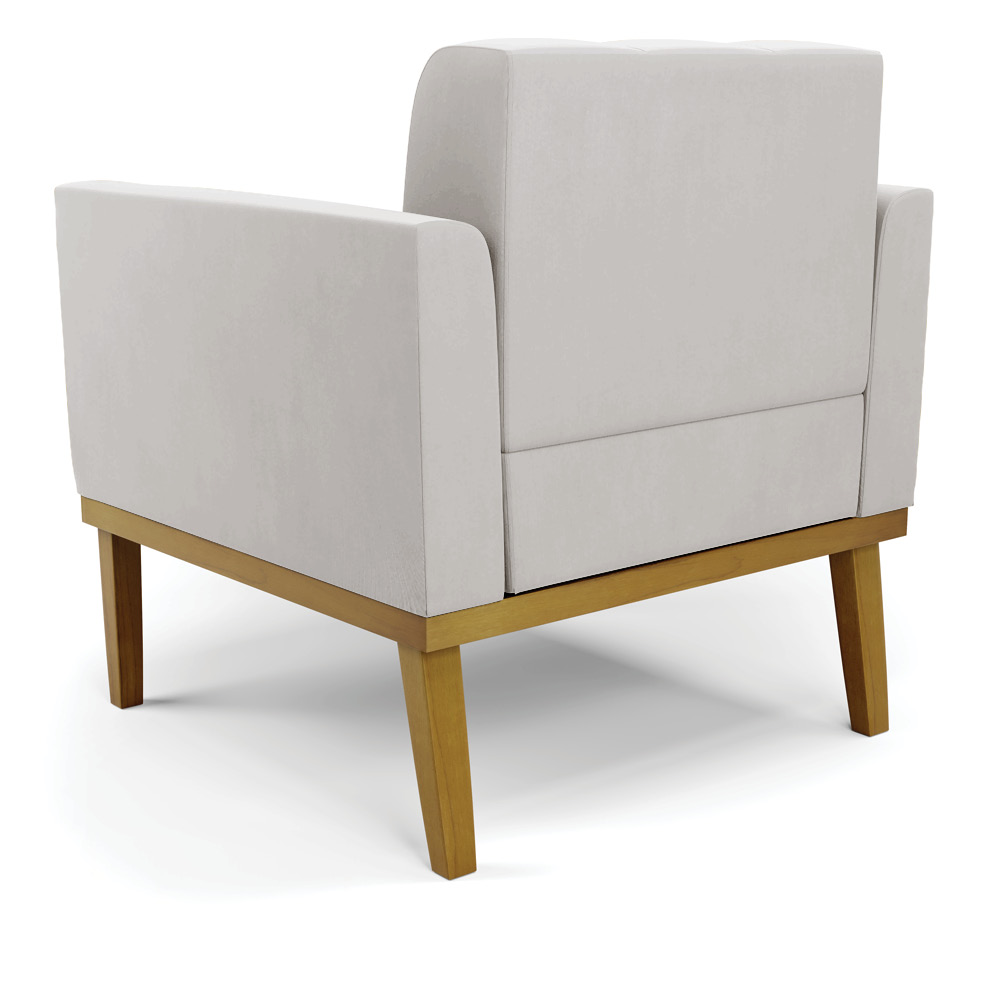 Kit 2 Poltronas Decorativas Karen Pés Fixo em Madeira Castanho Veludo Cinza G19 - Gran Belo