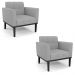 Kit 2 Poltronas Decorativas Karen Pés Fixo em Madeira Preto Linho Cinza G19 - Gran Belo