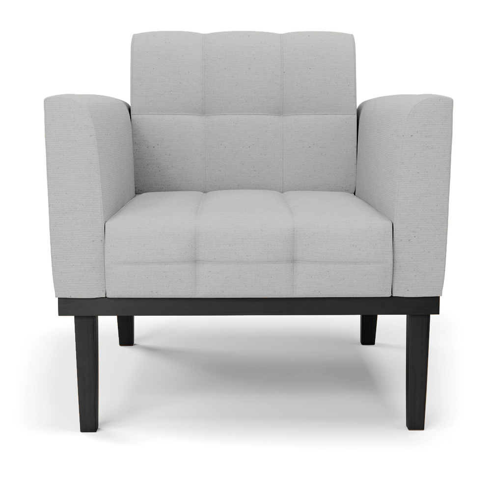 Kit 2 Poltronas Decorativas Karen Pés Fixo em Madeira Preto Linho Cinza G19 - Gran Belo
