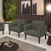 Kit 2 Poltronas Decorativas Karen Pés Fixo em Madeira Preto Linho Cinza Mesclado G19 - Gran Belo
