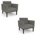 Kit 2 Poltronas Decorativas Karen Pés Fixo em Madeira Preto Linho Cinza Mesclado G19 - Gran Belo