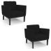 Kit 2 Poltronas Decorativas Karen Pés Fixo em Madeira Preto Linho Preto G19 - Gran Belo
