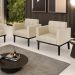 Kit 2 Poltronas Decorativas Karen Pés Fixo em Madeira Preto PU Bege G19 - Gran Belo