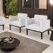 Kit 2 Poltronas Decorativas Karen Pés Fixo em Madeira Preto PU Branco G19 - Gran Belo