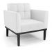 Kit 2 Poltronas Decorativas Karen Pés Fixo em Madeira Preto PU Branco G19 - Gran Belo