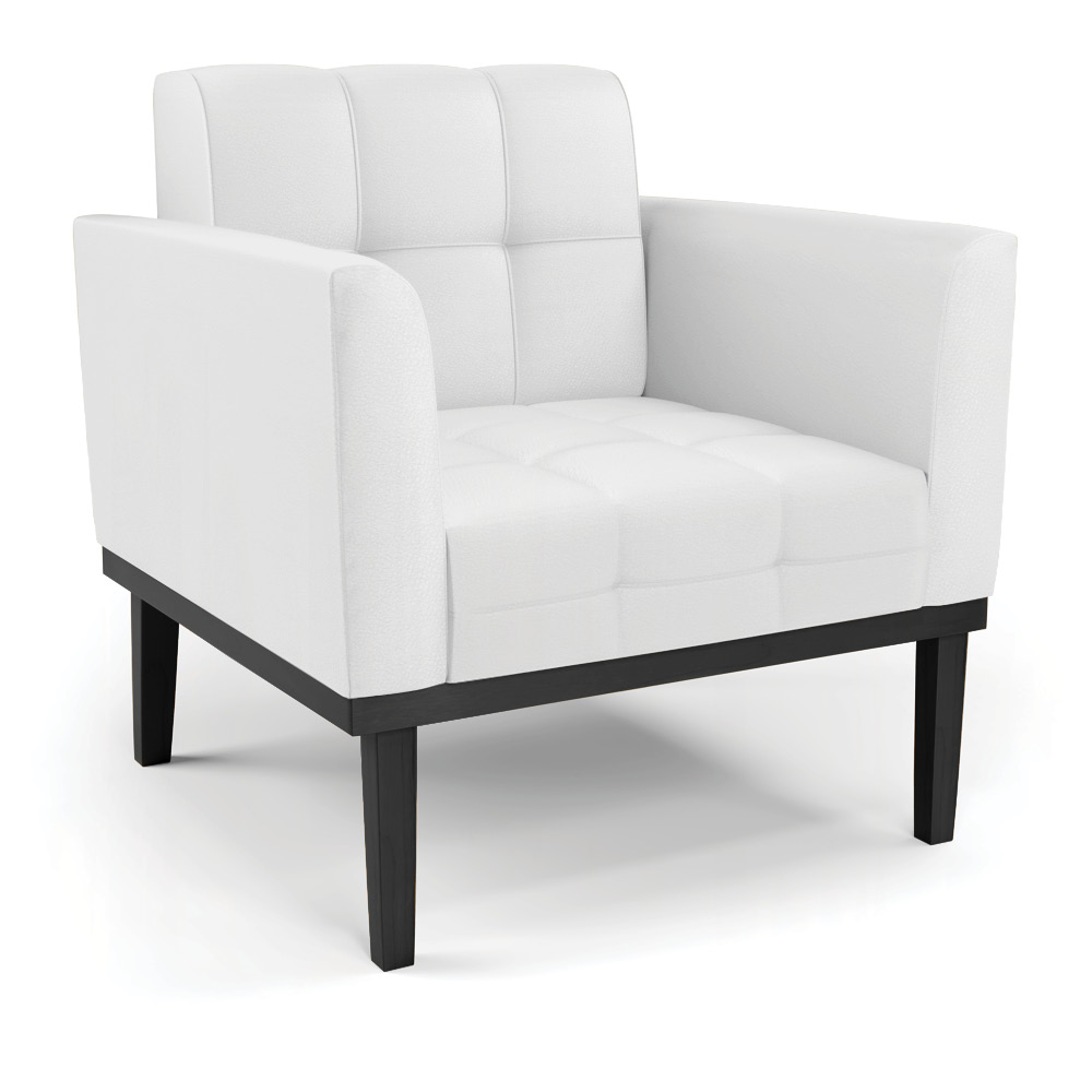 Kit 2 Poltronas Decorativas Karen Pés Fixo em Madeira Preto PU Branco G19 - Gran Belo