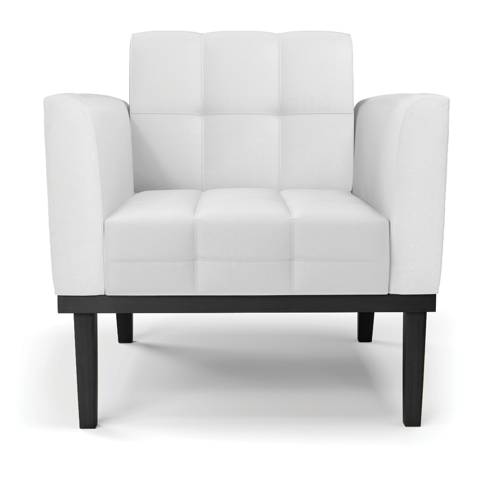 Kit 2 Poltronas Decorativas Karen Pés Fixo em Madeira Preto PU Branco G19 - Gran Belo