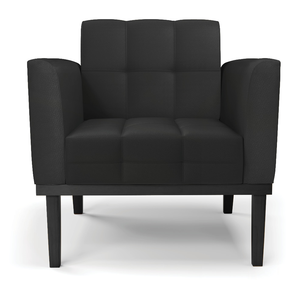 Kit 2 Poltronas Decorativas Karen Pés Fixo em Madeira Preto PU Preto G19 - Gran Belo