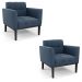 Kit 2 Poltronas Decorativas Karen Pés Fixo em Madeira Preto Suede Azul Marinho G19 - Gran Belo