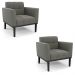 Kit 2 Poltronas Decorativas Karen Pés Fixo em Madeira Preto Suede Grafite G19 - Gran Belo