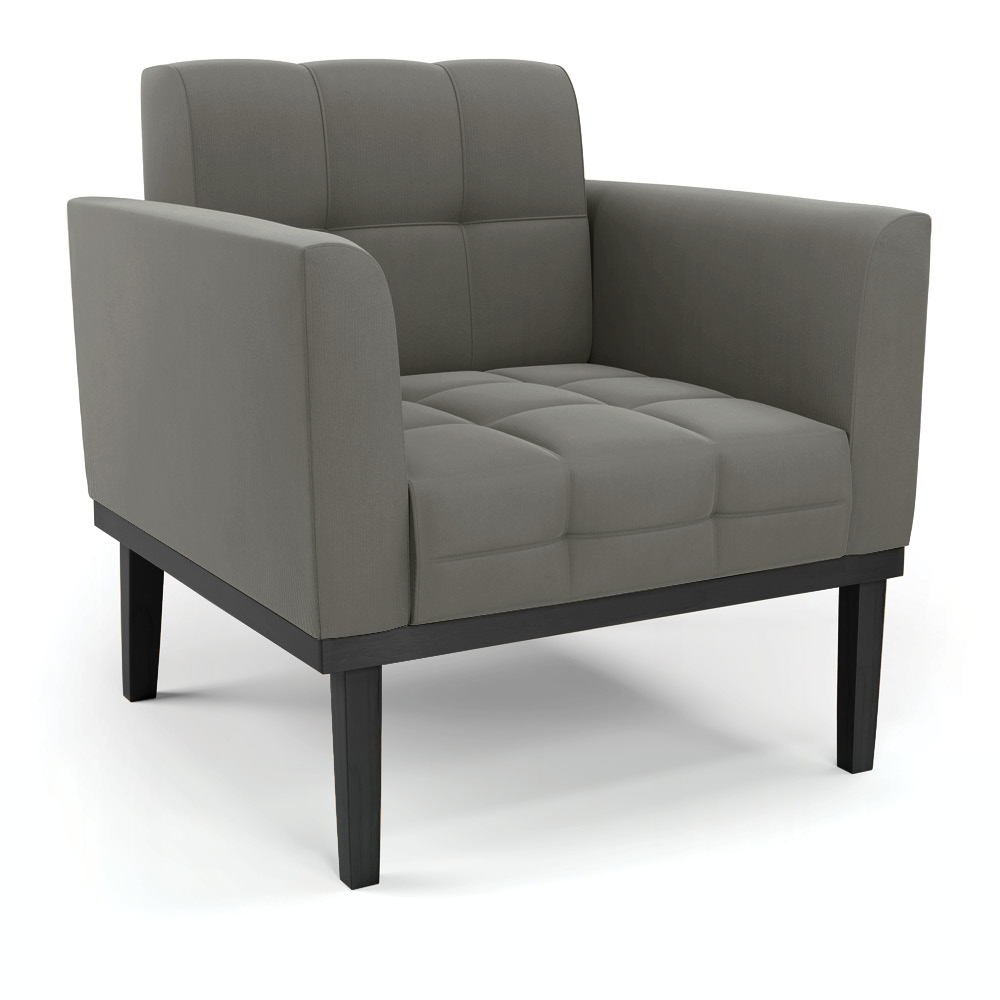 Kit 2 Poltronas Decorativas Karen Pés Fixo em Madeira Preto Suede Grafite G19 - Gran Belo