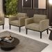 Kit 2 Poltronas Decorativas Karen Pés Fixo em Madeira Preto Suede Nude G19 - Gran Belo