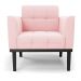 Kit 2 Poltronas Decorativas Karen Pés Fixo em Madeira Preto Suede Rosa Bebê G19 - Gran Belo