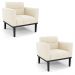 Kit 2 Poltronas Decorativas Karen Pés Fixo em Madeira Preto Veludo Bege G19 - Gran Belo