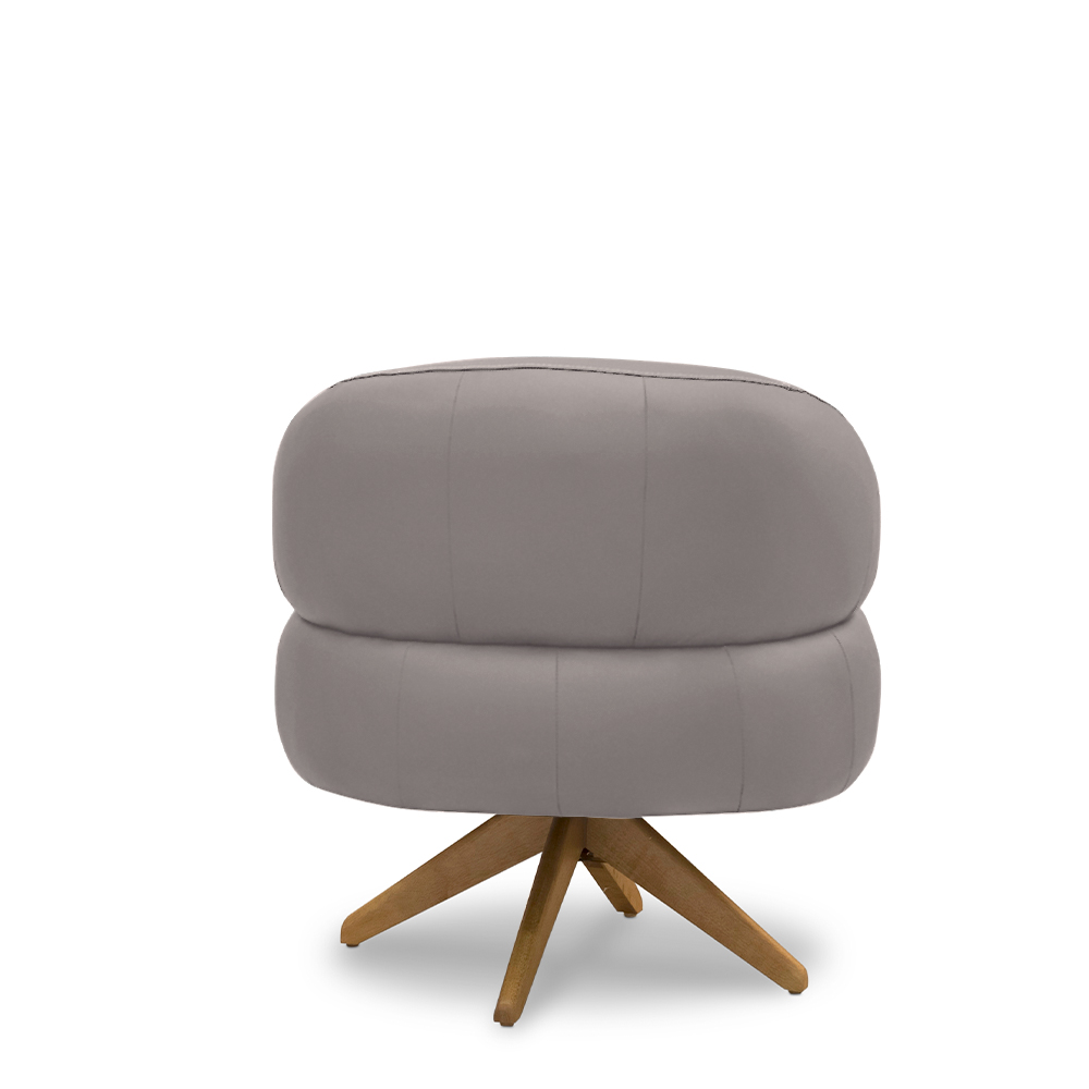 Kit 2 Poltronas Decorativas Katy Sala de Estar Base Giratória em Madeira Couro Avelã G88 - Gran Belo