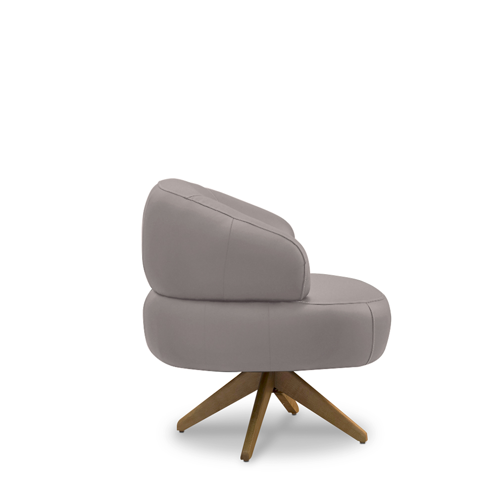 Kit 2 Poltronas Decorativas Katy Sala de Estar Base Giratória em Madeira Couro Avelã G88 - Gran Belo