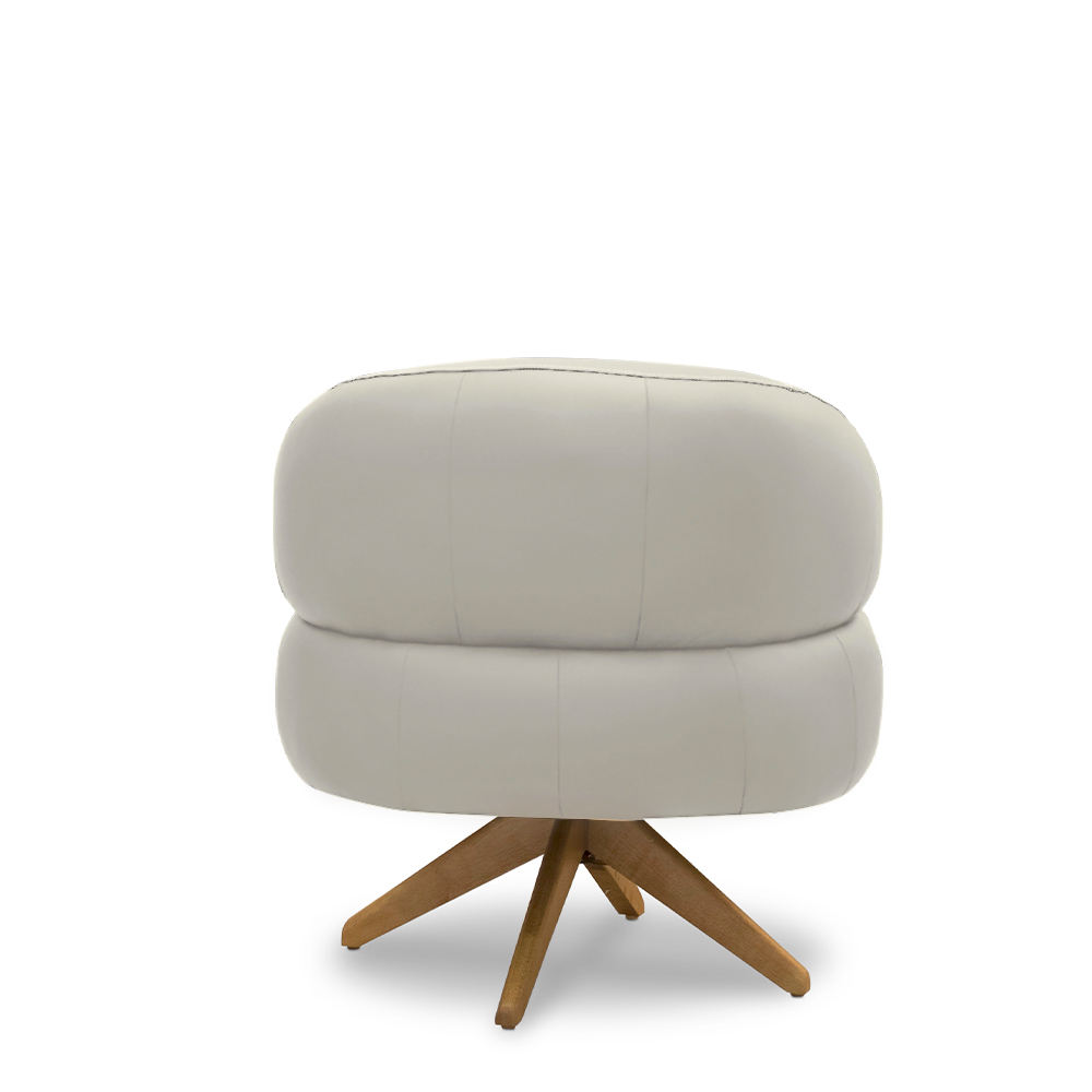 Kit 2 Poltronas Decorativas Katy Sala de Estar Base Giratória em Madeira Couro Bege G88 - Gran Belo