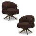 Kit 2 Poltronas Decorativas Katy Sala de Estar Base Giratória em Madeira Couro Marrom Chocolate G88 - Gran Belo