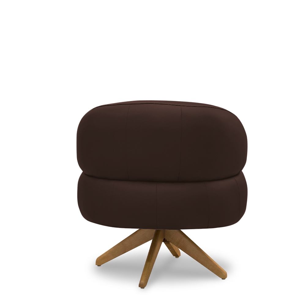 Kit 2 Poltronas Decorativas Katy Sala de Estar Base Giratória em Madeira Couro Marrom Chocolate G88 - Gran Belo