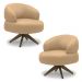 Kit 2 Poltronas Decorativas Katy Sala de Estar Base Giratória em Madeira Couro Nude G88 - Gran Belo