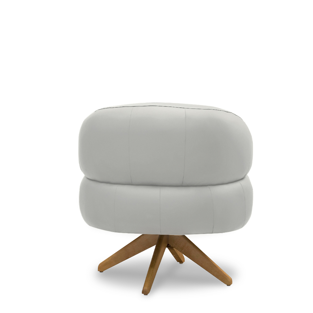 Kit 2 Poltronas Decorativas Katy Sala de Estar Base Giratória em Madeira Couro Off White G88 - Gran Belo