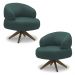 Kit 2 Poltronas Decorativas Katy Sala de Estar Base Giratória em Madeira Couro Verde Musgo G88 - Gran Belo