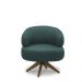 Kit 2 Poltronas Decorativas Katy Sala de Estar Base Giratória em Madeira Couro Verde Musgo G88 - Gran Belo
