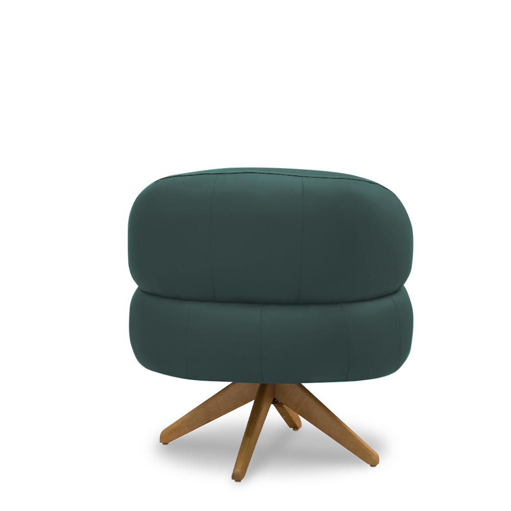 Kit 2 Poltronas Decorativas Katy Sala de Estar Base Giratória em Madeira Couro Verde Musgo G88 - Gran Belo