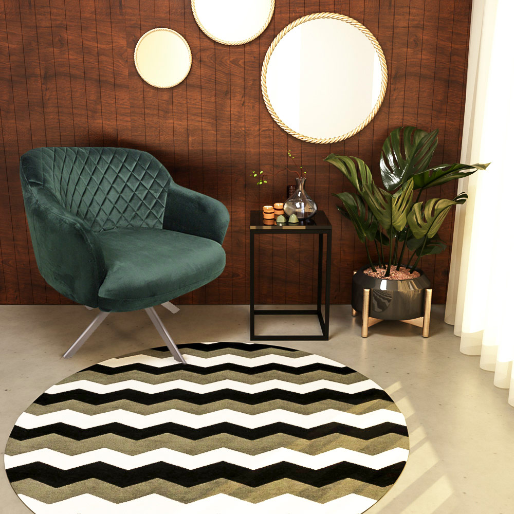 Kit 2 Poltronas Decorativas Kitana Pés Champagne Giratório Veludo Verde G15 - Gran Belo