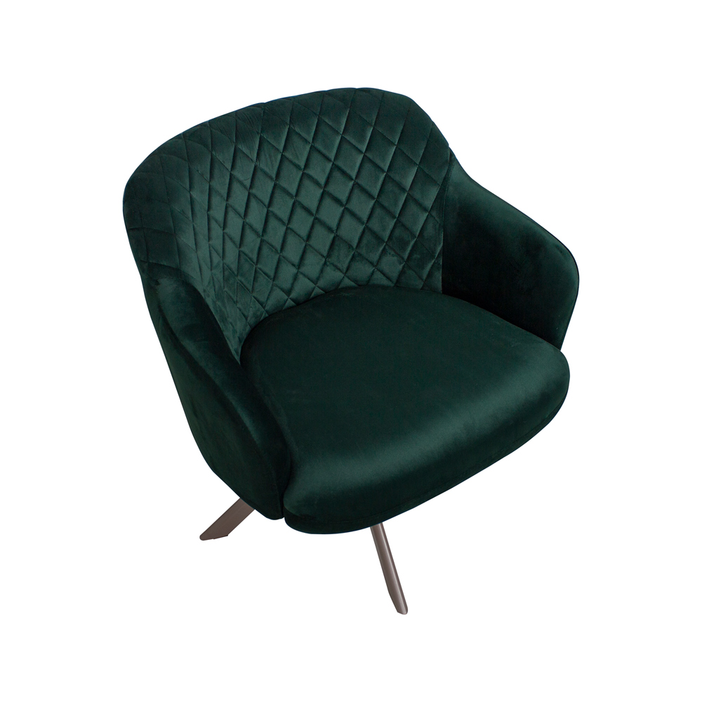 Kit 2 Poltronas Decorativas Kitana Pés Champagne Giratório Veludo Verde G15 - Gran Belo