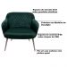 Kit 2 Poltronas Decorativas Kitana Pés Champagne Palito Veludo Verde G15 - Gran Belo