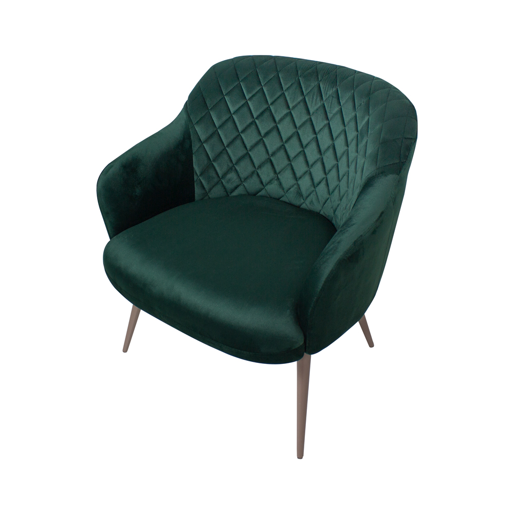 Kit 2 Poltronas Decorativas Kitana Pés Champagne Palito Veludo Verde G15 - Gran Belo