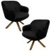 Kit 2 Poltronas Decorativas Kitana Pés Madeira Giratório Veludo Preto G15 - Gran Belo