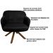 Kit 2 Poltronas Decorativas Kitana Pés Madeira Giratório Veludo Preto G15 - Gran Belo
