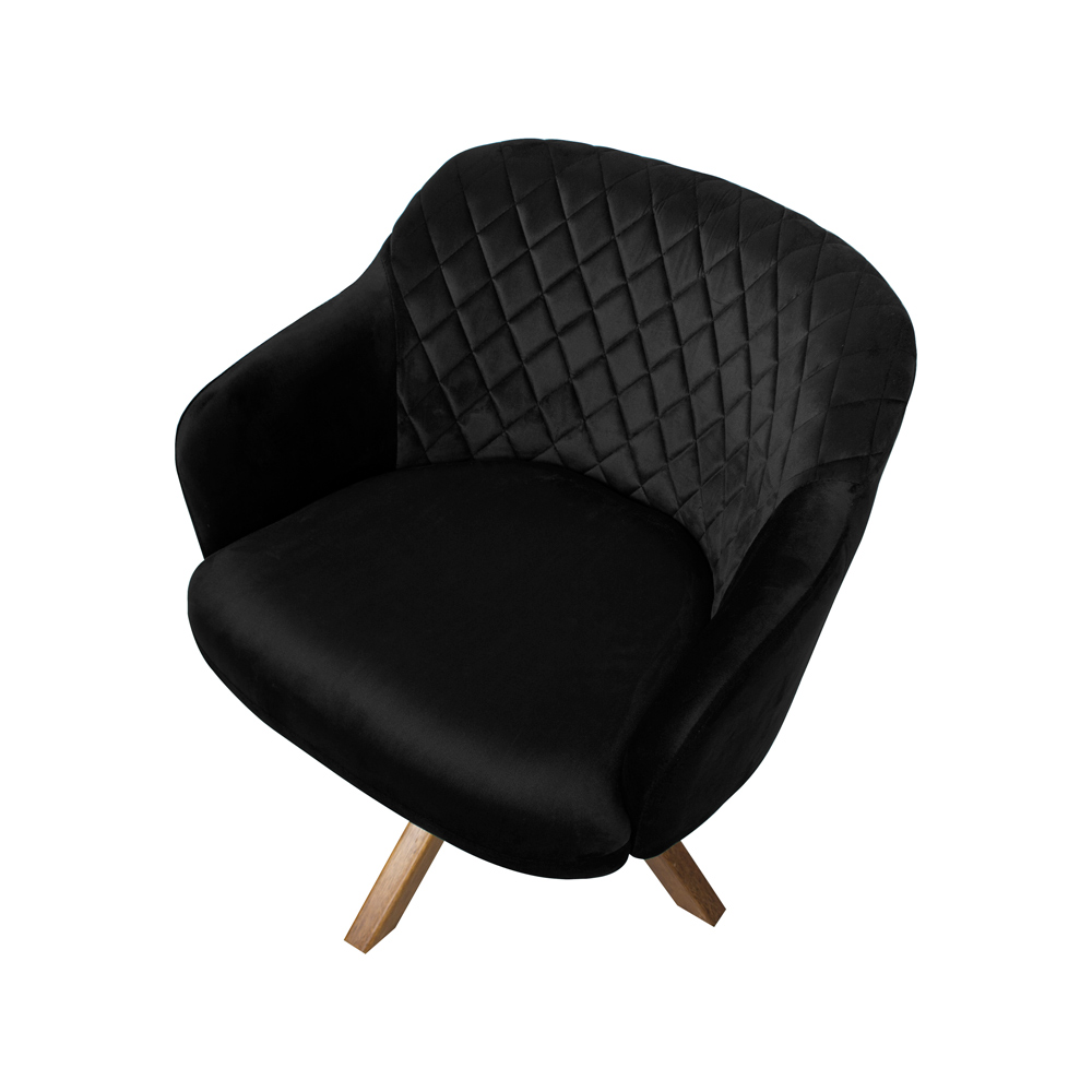 Kit 2 Poltronas Decorativas Kitana Pés Madeira Giratório Veludo Preto G15 - Gran Belo