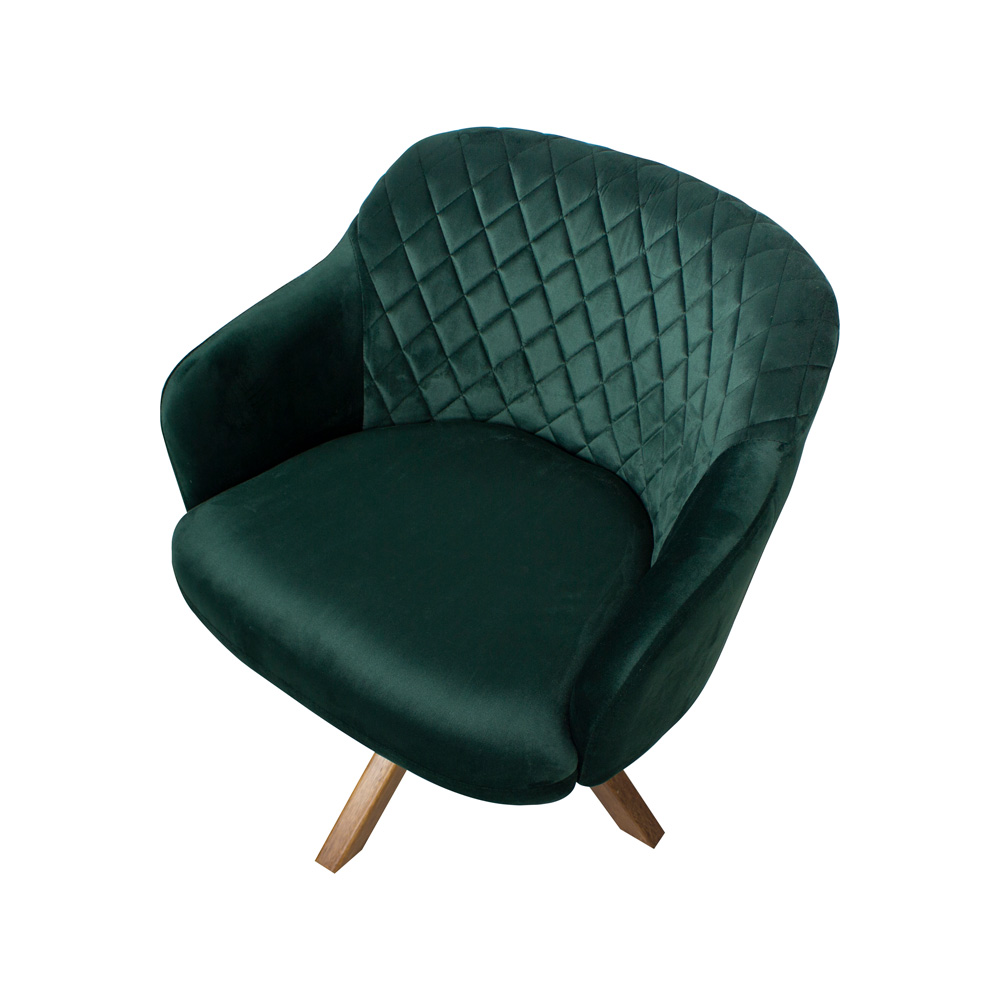 Kit 2 Poltronas Decorativas Kitana Pés Madeira Giratório Veludo Verde G15 - Gran Belo