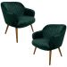 Kit 2 Poltronas Decorativas Kitana Pés Madeira Palito Veludo Verde G15 - Gran Belo
