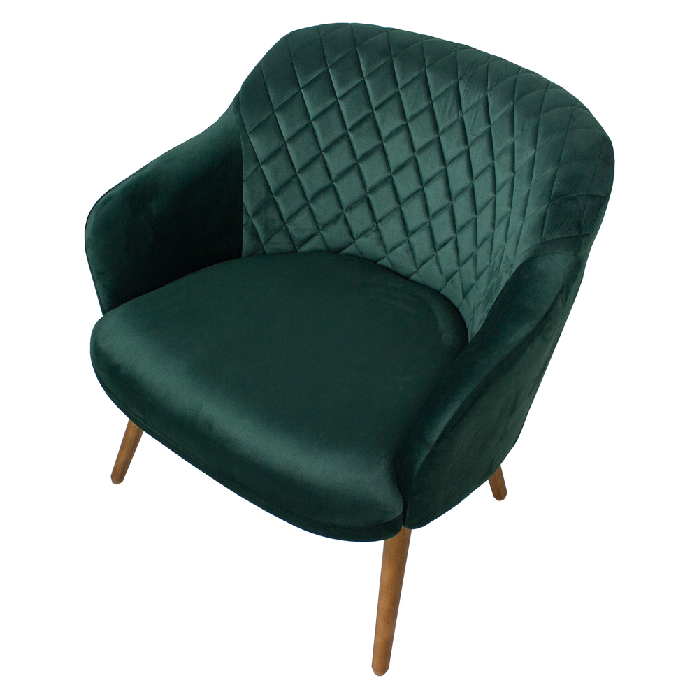 Kit 2 Poltronas Decorativas Kitana Pés Madeira Palito Veludo Verde G15 - Gran Belo