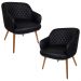 Kit 2 Poltronas Decorativas Kitana Pés Palito PU Sintético Preto G15 - Gran Belo