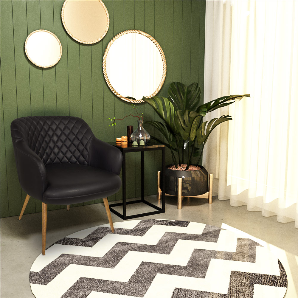 Kit 2 Poltronas Decorativas Kitana Pés Palito PU Sintético Preto G15 - Gran Belo