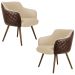 Kit 2 Poltronas Decorativas Kitana Pés Palito PU Sintético/Linho Marrom/Bege G15 - Gran Belo