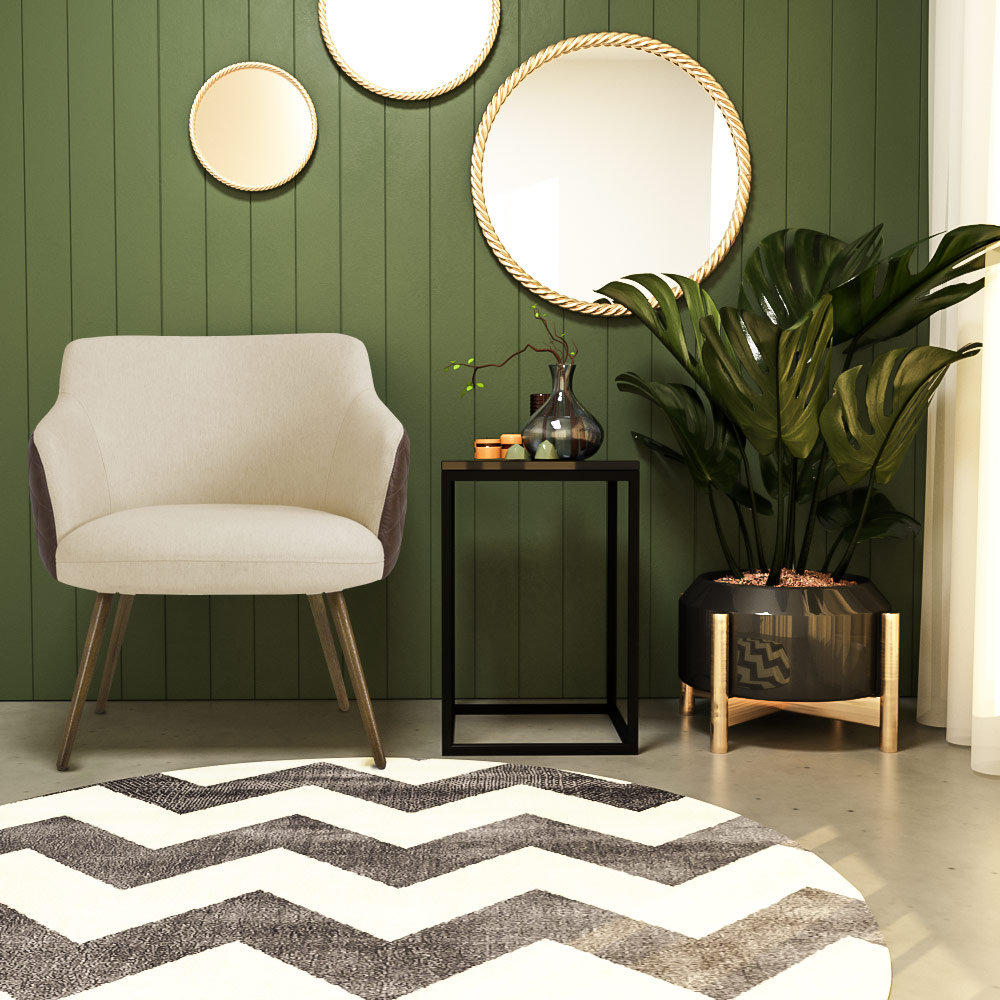 Kit 2 Poltronas Decorativas Kitana Pés Palito PU Sintético/Linho Marrom/Bege G15 - Gran Belo