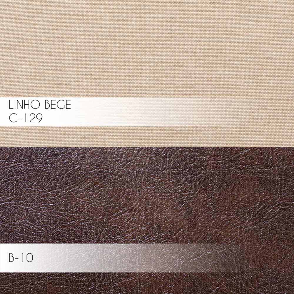 Kit 2 Poltronas Decorativas Kitana Pés Palito PU Sintético/Linho Marrom/Bege G15 - Gran Belo