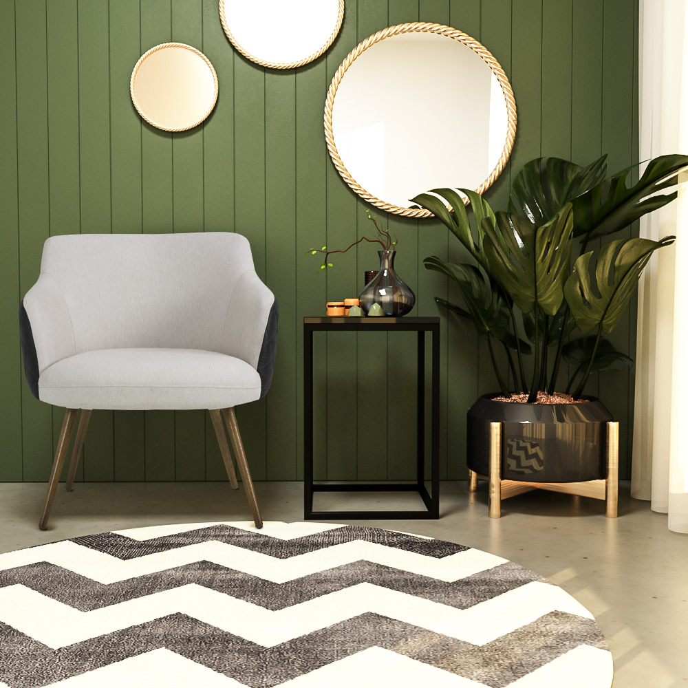 Kit 2 Poltronas Decorativas Kitana Pés Palito PU Sintético/Linho Preto/Areia G15 - Gran Belo