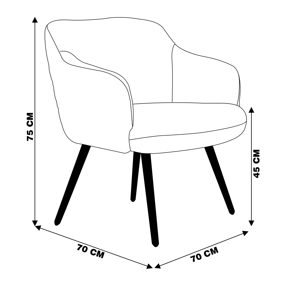 Kit 2 Poltronas Decorativas Kitana Pés Palito PU Sintético/Linho Preto/Bege G15 - Gran Belo